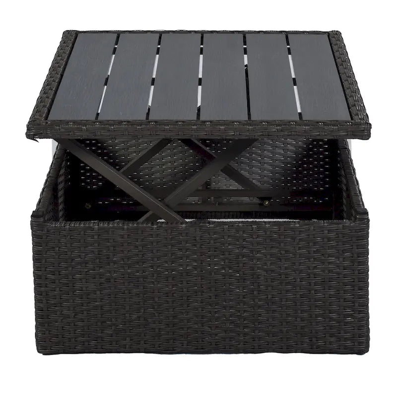 Outdoor Patio Rectangle Daybed with Retractable Canopy, Wicker Sectional Seating with Washable Cushions, Backyard, Porch