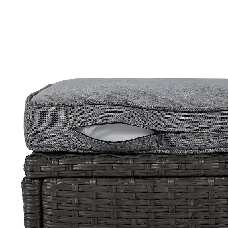Outdoor Patio Rectangle Daybed with Retractable Canopy, Wicker Sectional Seating with Washable Cushions, Backyard, Porch