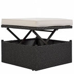 Outdoor Patio Rectangle Daybed with Retractable Canopy, Wicker Sectional Seating with Washable Cushions, Backyard, Porch