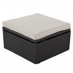 Outdoor Patio Rectangle Daybed with Retractable Canopy, Wicker Sectional Seating with Washable Cushions, Backyard, Porch