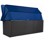 Outdoor Patio Rectangle Daybed with Retractable Canopy, Wicker Sectional Seating with Washable Cushions, Backyard, Porch