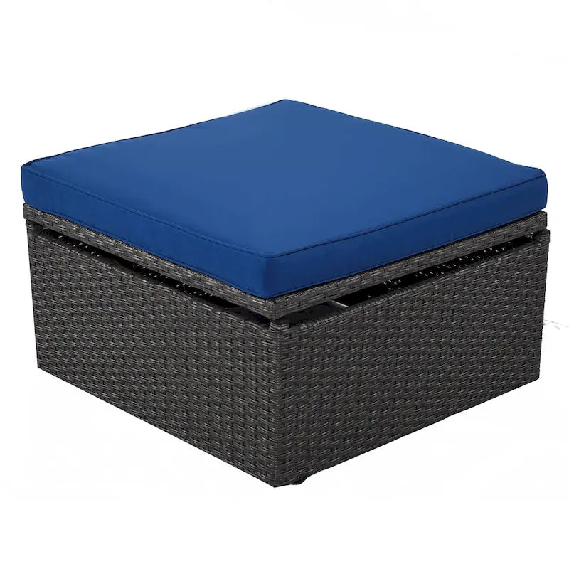 Outdoor Patio Rectangle Daybed with Retractable Canopy, Wicker Sectional Seating with Washable Cushions, Backyard, Porch