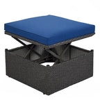 Outdoor Patio Rectangle Daybed with Retractable Canopy, Wicker Sectional Seating with Washable Cushions, Backyard, Porch