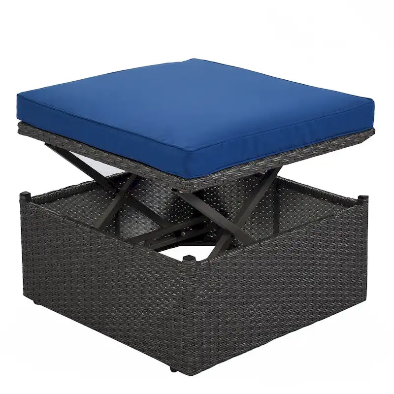 Outdoor Patio Rectangle Daybed with Retractable Canopy, Wicker Sectional Seating with Washable Cushions, Backyard, Porch