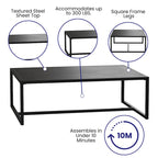 All-Weather Commercial Grade Indoor/Outdoor Steel Patio Coffee Table - 32D x 45W x 15H
