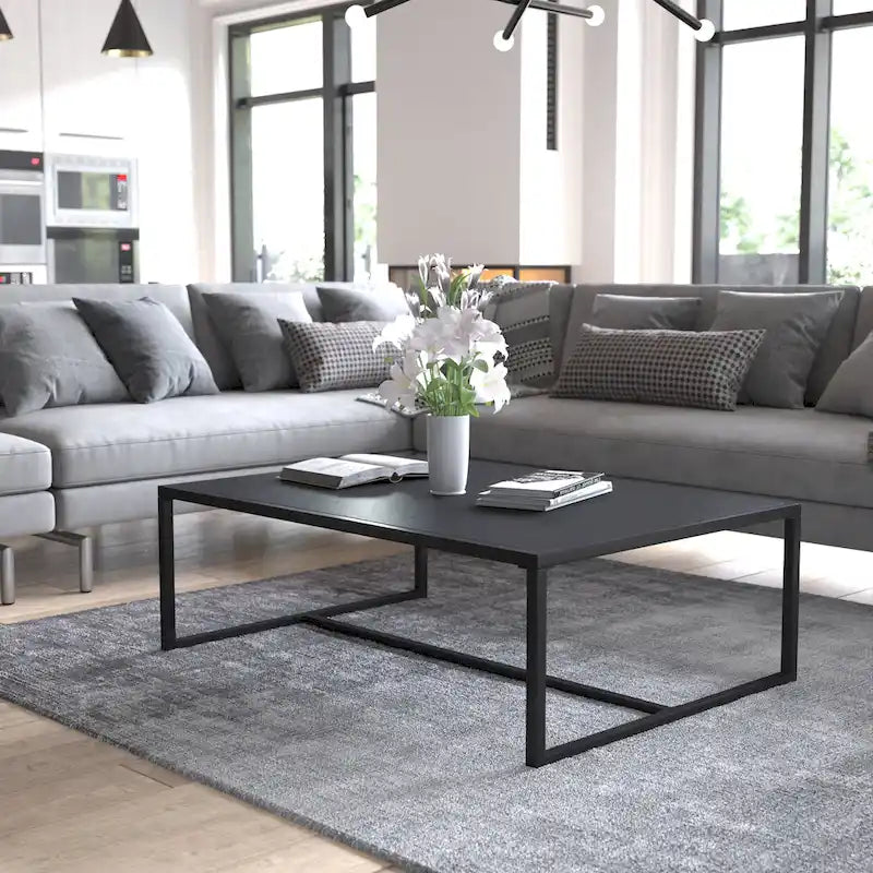 All-Weather Commercial Grade Indoor/Outdoor Steel Patio Coffee Table - 32D x 45W x 15H