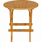 Seven Seas Teak Round Outdoor Teak Wood Folding Picnic Table with Carry Handle