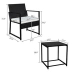 2Pcs Single Flat Chair and 1Pc Coffee Table Three-Piece Rattan Set