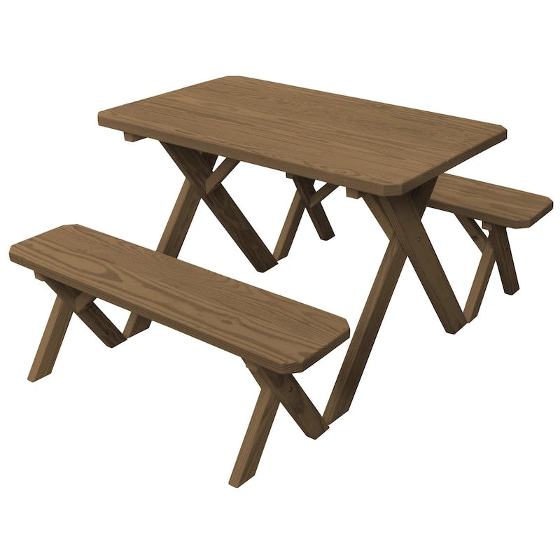Pressure Treated Pine 4' Cross-Leg Picnic Table with 2 Benches