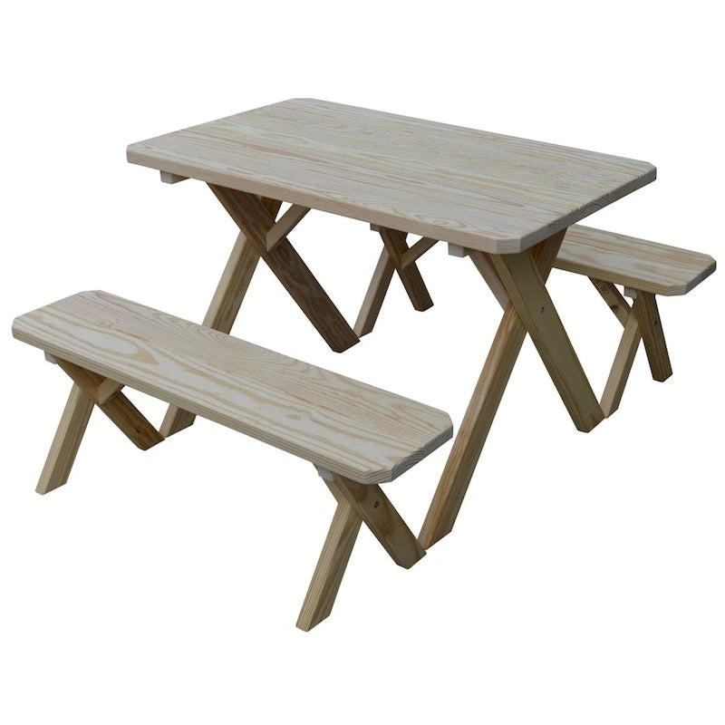 Pressure Treated Pine 4' Cross-Leg Picnic Table with 2 Benches