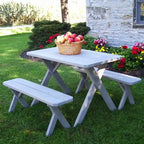 Pressure Treated Pine 4' Cross-Leg Picnic Table with 2 Benches
