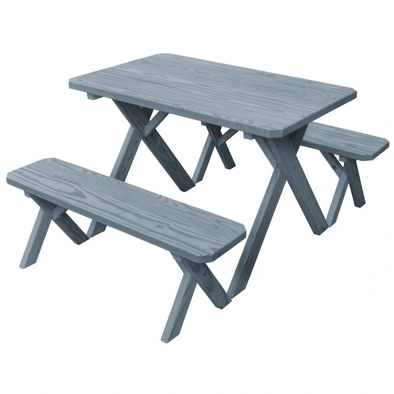 Pressure Treated Pine 4' Cross-Leg Picnic Table with 2 Benches
