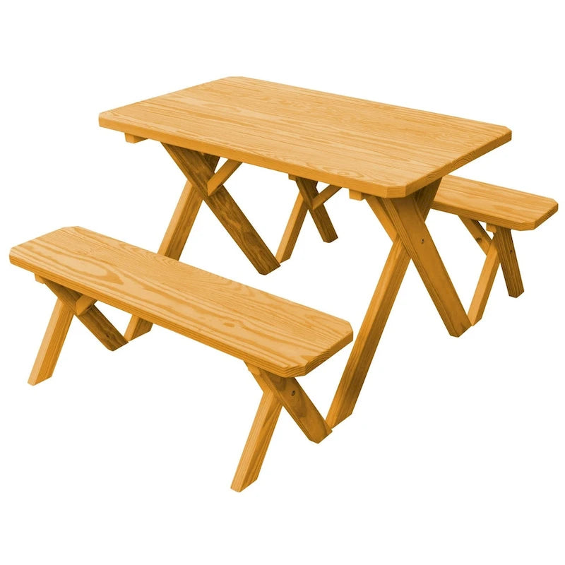 Pressure Treated Pine 4' Cross-Leg Picnic Table with 2 Benches