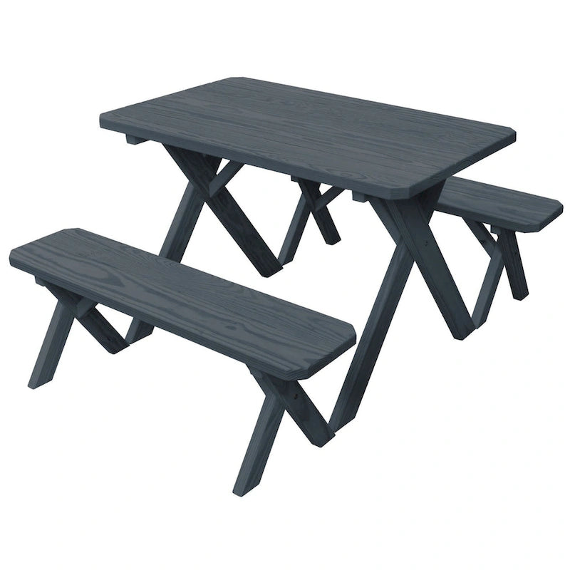 Pressure Treated Pine 4' Cross-Leg Picnic Table with 2 Benches