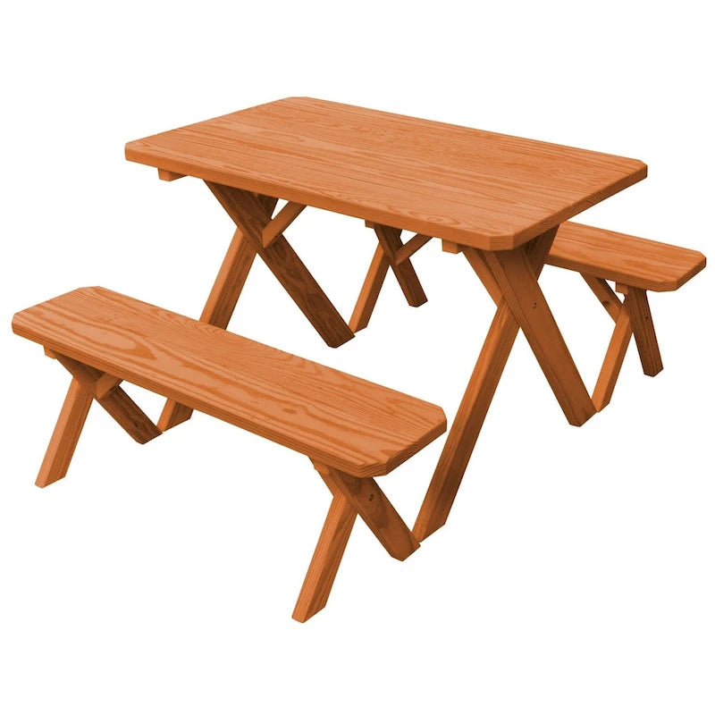 Pressure Treated Pine 4' Cross-Leg Picnic Table with 2 Benches