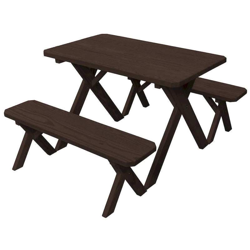 Pressure Treated Pine 4' Cross-Leg Picnic Table with 2 Benches