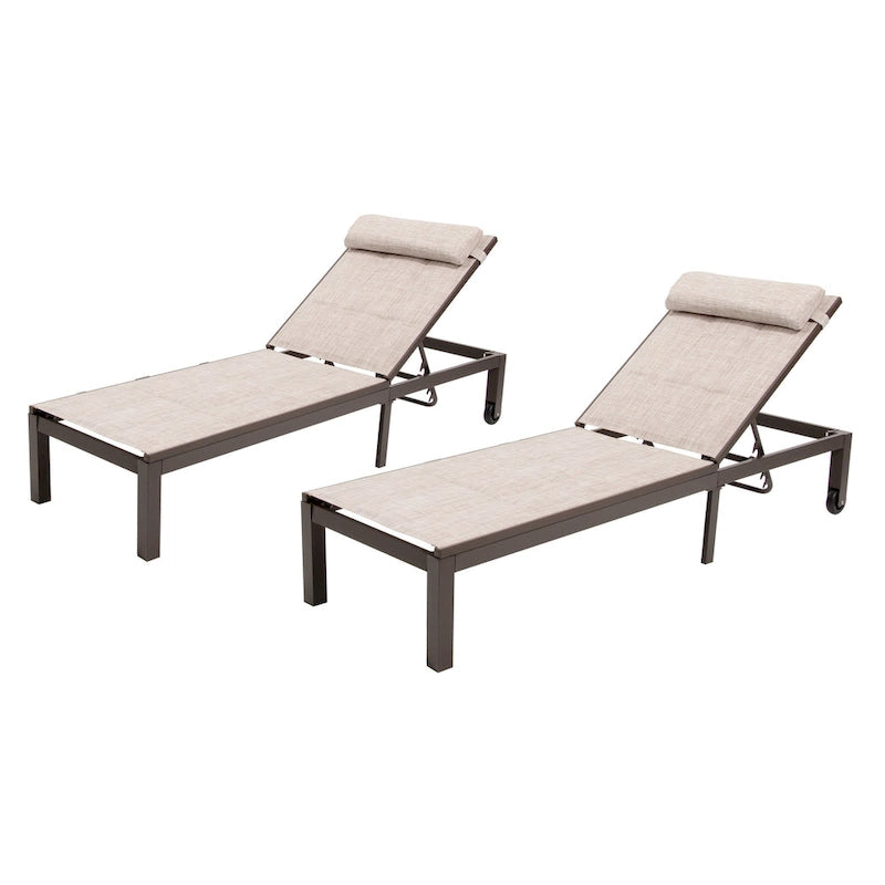 Pellebant 2PCS Quilted Adjustable Chaise Lounge Chair - N/A