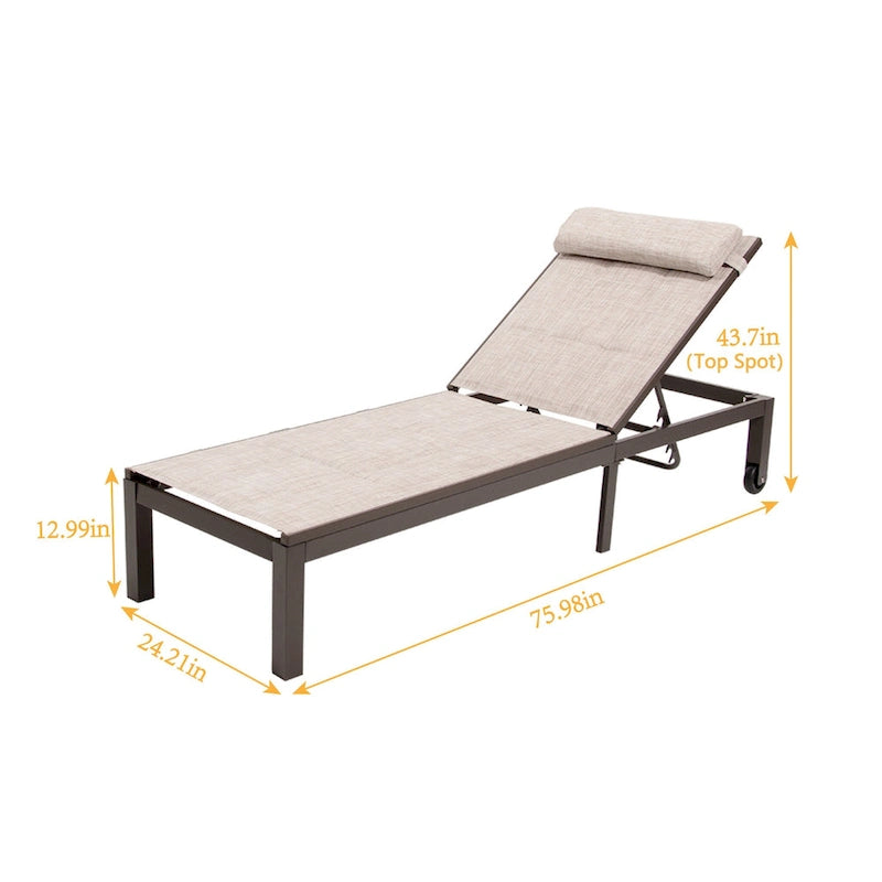 Pellebant 2PCS Quilted Adjustable Chaise Lounge Chair - N/A