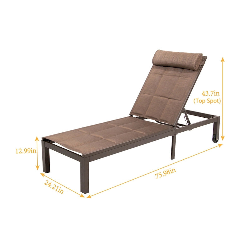 Pellebant 2PCS Quilted Adjustable Chaise Lounge Chair - N/A