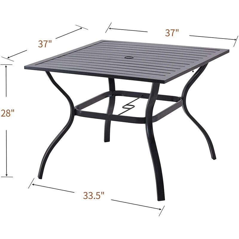 MAISON ARTS 5-Piece Patio Dining Set with 4 Swivel Cushioned Chairs and a 37 Weather Resistant Table