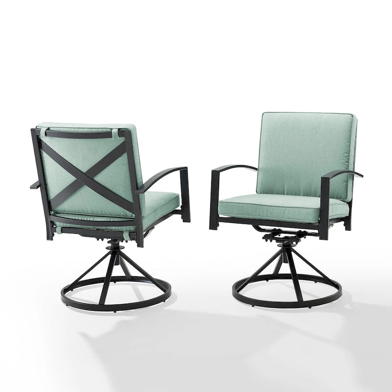 Crosley Kaplan 2Pc Outdoor Dining Swivel Chair Set - 24.75W x 25D x 37H