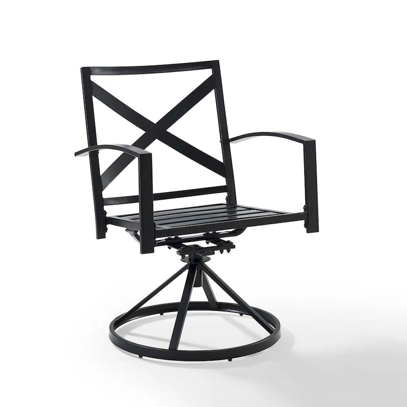 Crosley Kaplan 2Pc Outdoor Dining Swivel Chair Set - 24.75W x 25D x 37H