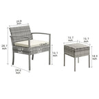 3-piece Patio Wicker ConversationSet with Coffee Table