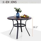MAISON ARTS 5 Piece Metal Patio Dining Set, 4 Swivel Armrest Chairs with Cushion and 37.8 Round Table with 1.57 Umbrella Hole
