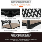 MAISON ARTS Rectangle Metal Table and 6 Swivel Chairs with Cushion 7-Piece Metal Outdoor Patio Dining Sets