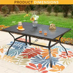 MAISON ARTS Rectangle Metal Table and 6 Swivel Chairs with Cushion 7-Piece Metal Outdoor Patio Dining Sets