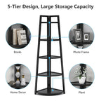 5-Tier Corner Shelf Tower – White / Black / Brown / White & Gold, Freestanding Style