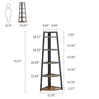 5-Tier Corner Shelf Tower – White / Black / Brown / White & Gold, Freestanding Style