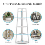 5-Tier Corner Shelf Tower – White / Black / Brown / White & Gold, Freestanding Style
