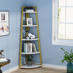 5-Tier Corner Shelf Tower – White / Black / Brown / White & Gold, Freestanding Style