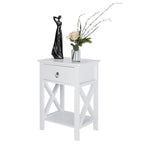 MDF Bedside Table with 2 Drawers – Brown / White / Black, Modern Style, Single