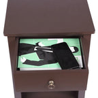MDF Bedside Table with 2 Drawers – Brown / White / Black, Modern Style, Single