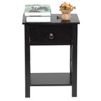 MDF Bedside Table with 2 Drawers – Brown / White / Black, Modern Style, Single