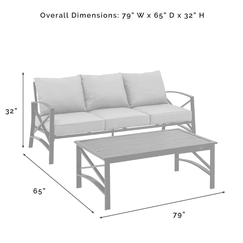 Crosley Kaplan 2Pc Outdoor Sofa Set - 79 W x 65 D x 32 H