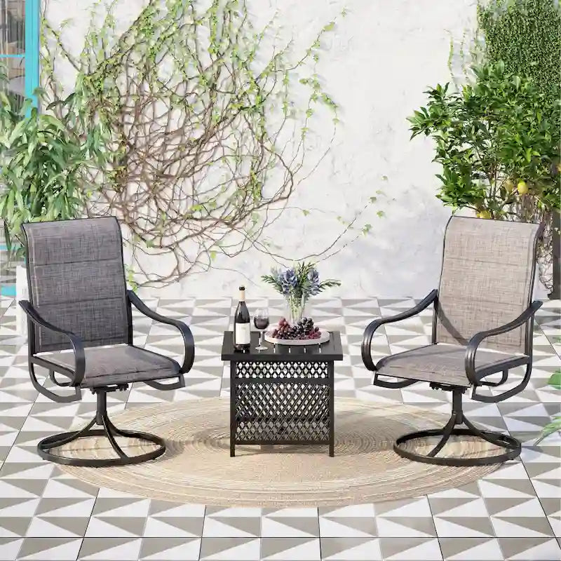 MAISON ARTS 3-Piece Metal Bistro Patio Dining Furniture Set