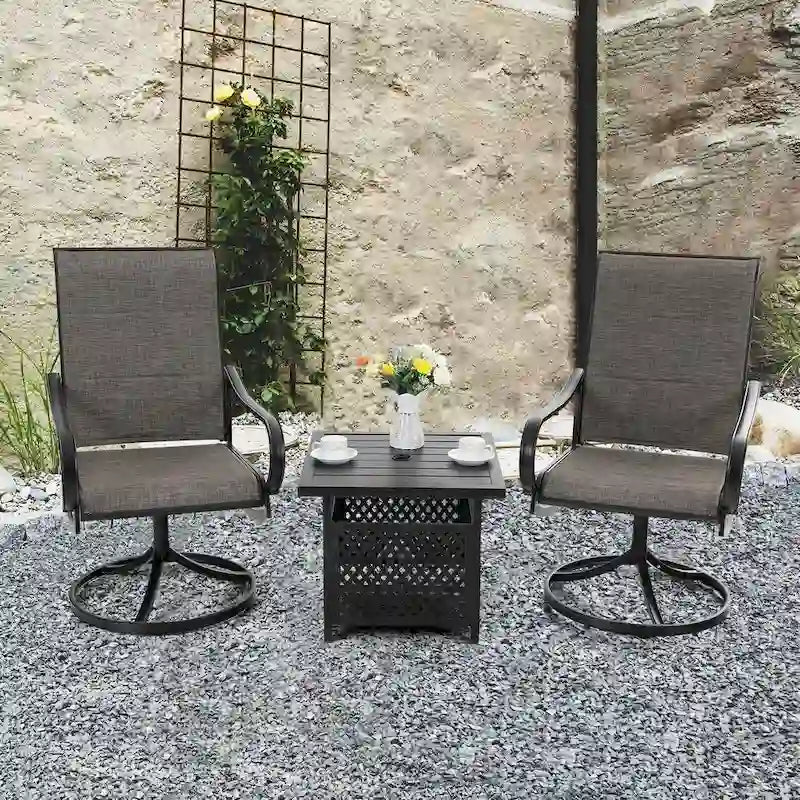 MAISON ARTS 3-Piece Metal Bistro Patio Dining Furniture Set