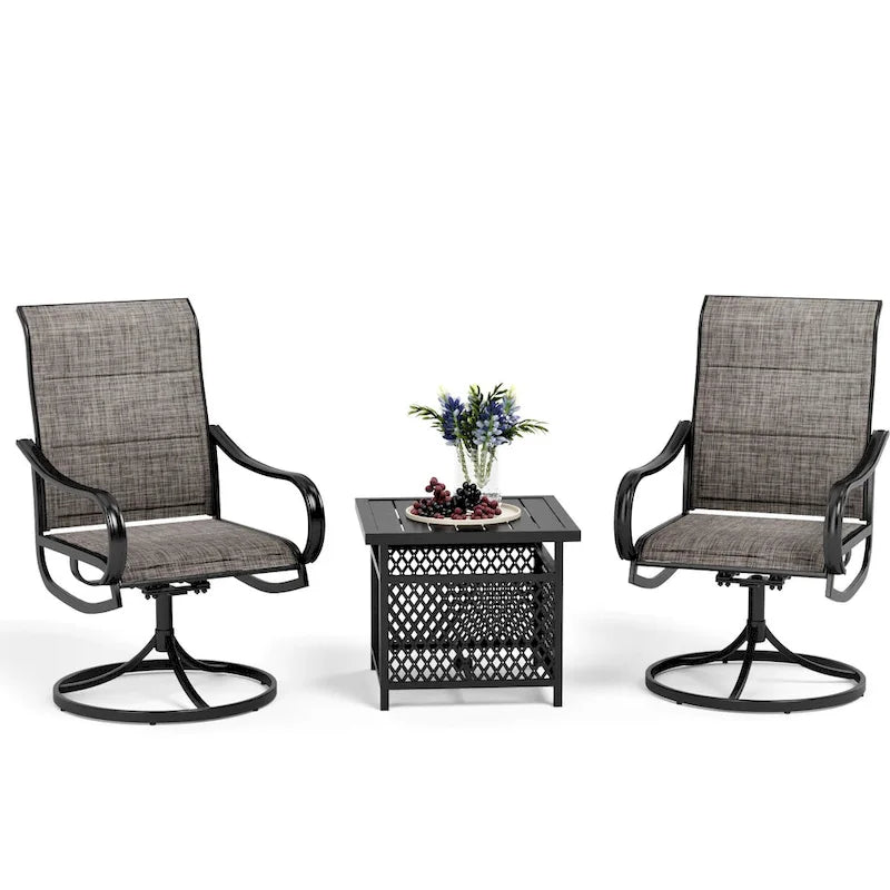 MAISON ARTS 3-Piece Metal Bistro Patio Dining Furniture Set