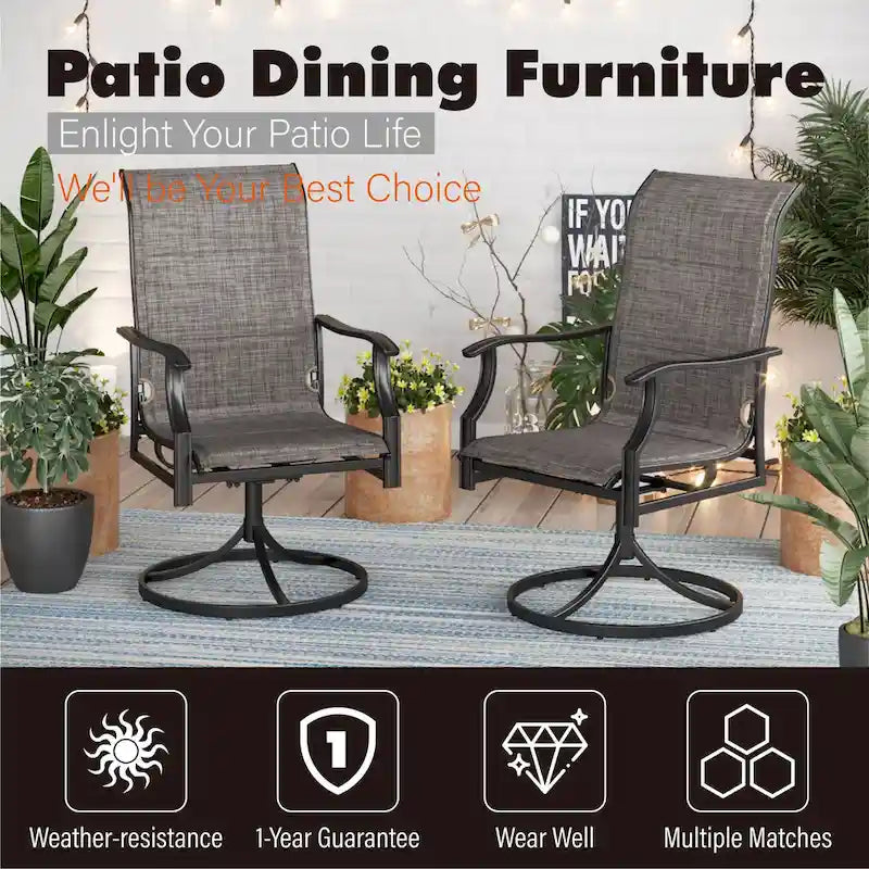 MAISON ARTS 3-Piece Metal Bistro Patio Dining Furniture Set