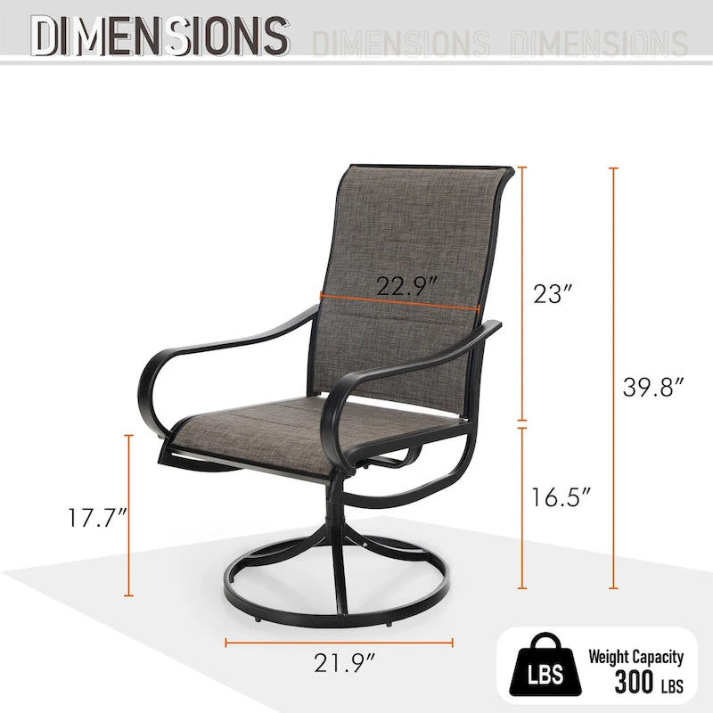 MAISON ARTS 3-Piece Metal Bistro Patio Dining Furniture Set