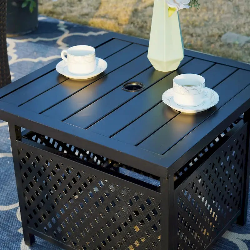MAISON ARTS 3-Piece Metal Bistro Patio Dining Furniture Set