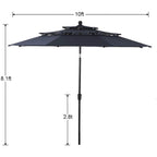 MAISON ARTS 6-Piece Metal Patio Dining Set: 4 Swivel Chairs, 1 Steel Frame Square 37 Table and 1x10ft 3-Tier Red Umbrella