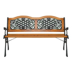 49 Garden Bench Outdoor Patio Park Chair Furniture Hardwood Slats Cast Iron Frame