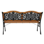 49 Garden Bench Outdoor Patio Park Chair Furniture Hardwood Slats Cast Iron Frame