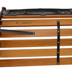 49 Garden Bench Outdoor Patio Park Chair Furniture Hardwood Slats Cast Iron Frame