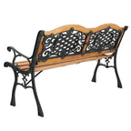 49 Garden Bench Outdoor Patio Park Chair Furniture Hardwood Slats Cast Iron Frame