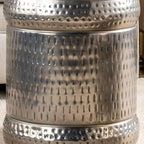 Preston Set of 2 Nickle Outdoor Stools - L) 16 x 16 x 18 S) 14.5 x 14.5 x 15.5